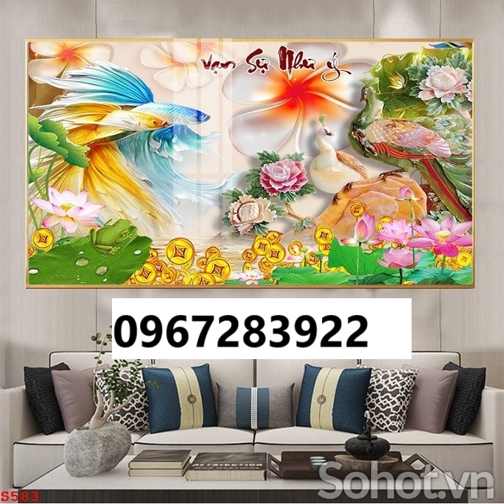 Tranh gạch cá chép trang trí nhà đẹp