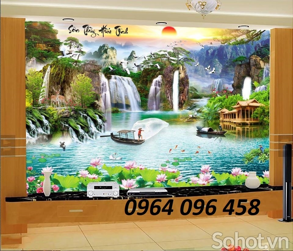 Mẫu tranh gạch 3d ốp tường phong thủy - MFD43