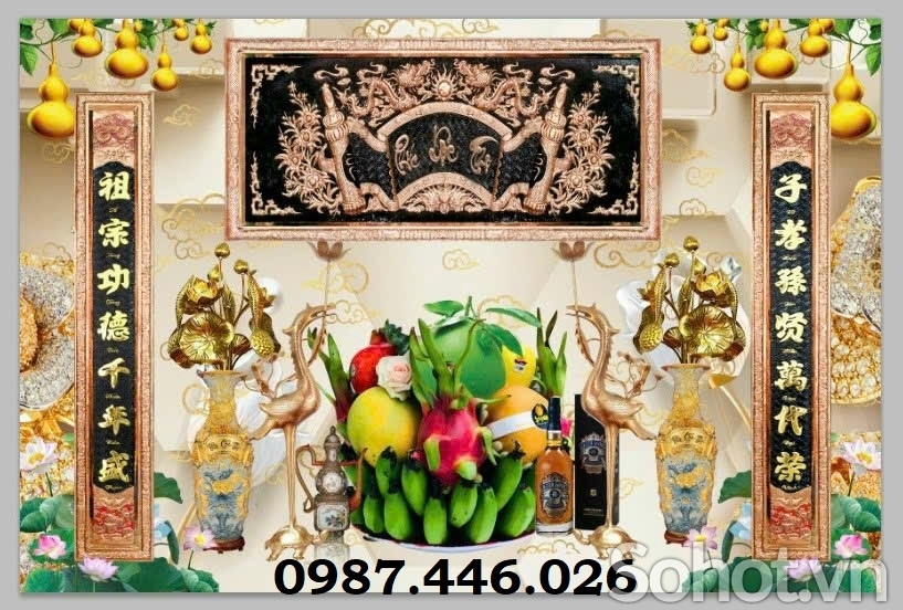 Tranh gạch men phòng thờ đẹp 3d HP8274