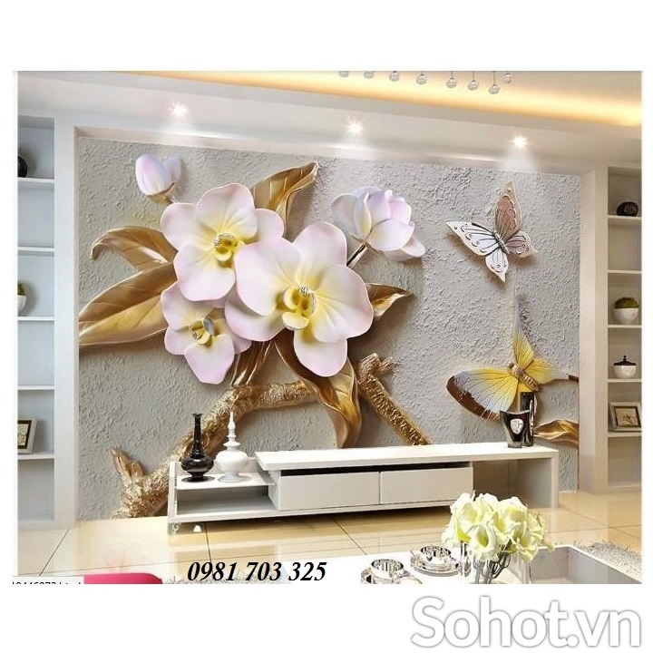 Tranh gạch 3D phòng khách- gạch tranh hoa lan trang trí phòng - Hà ...