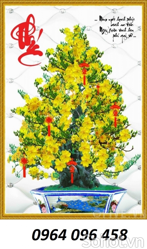 Tranh cây mai 3d - tranh gạch 3d cây mai - 987SM