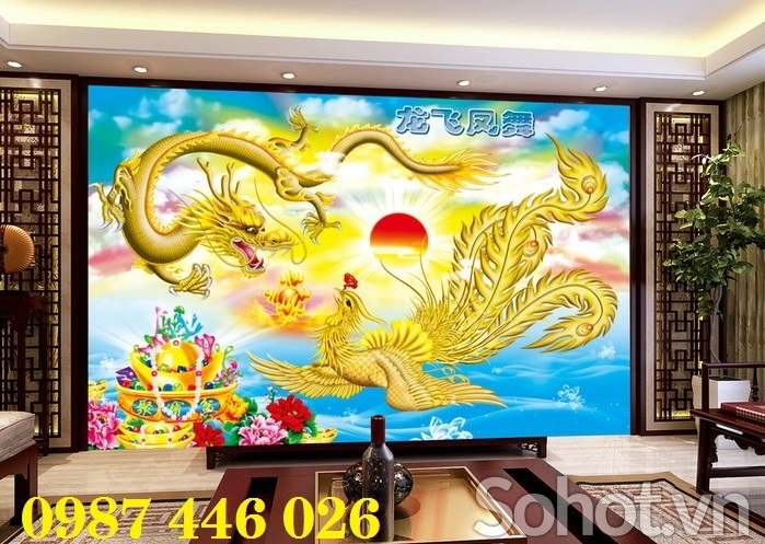 Tranh rồng phượng- gạch tranh 3d HP832