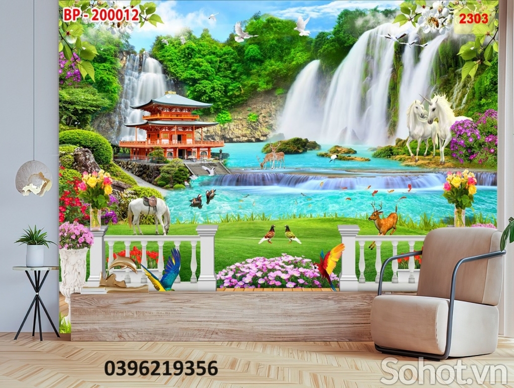 Tranh gạch sơn thủy đẹp trang trí
