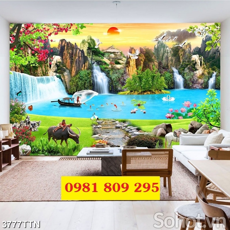 Gạch 3d , gạch ốp tường , tranh phong cảnh