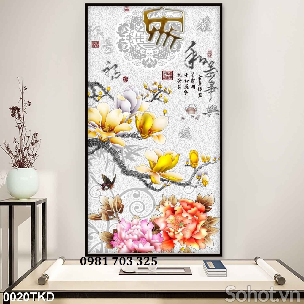 Tranh gạch 3D khổ đứng trí