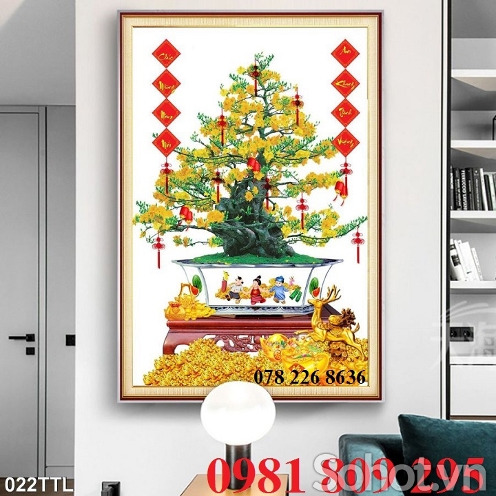 Tranh 3d hoa mai - tranh gạch 3d ốp tường