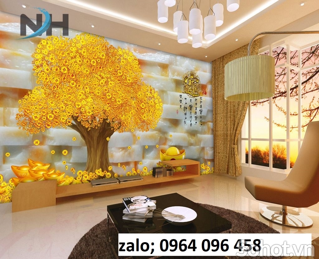 Gạch tranh ốp tường cây kim tiền - XSC22