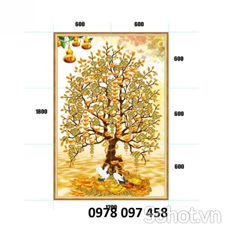 Tranh cây tài lộc - tranh gạch men