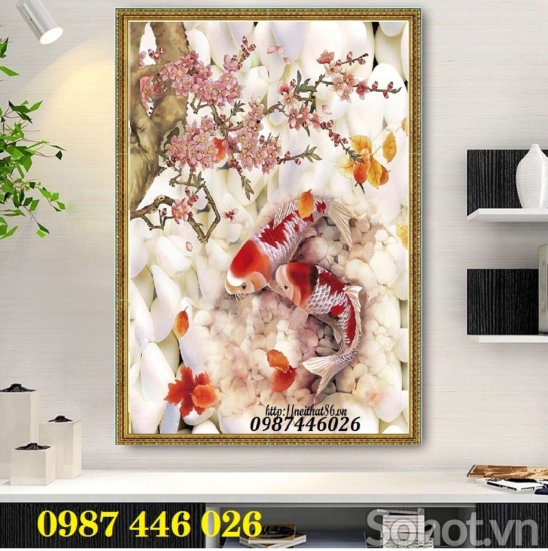 Gạch ốp tranh gạch cửu ngư quần hội