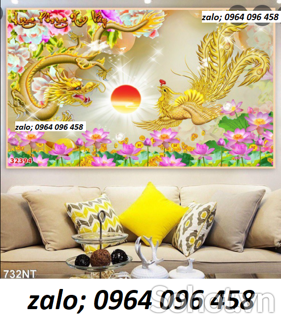 Tranh gạch 3d phong thủy rồng phượng - XVC551