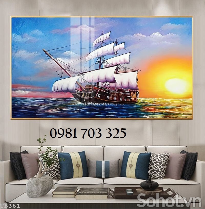 Gạch tranh thuận buồm xuôi gió phong thủy 3D