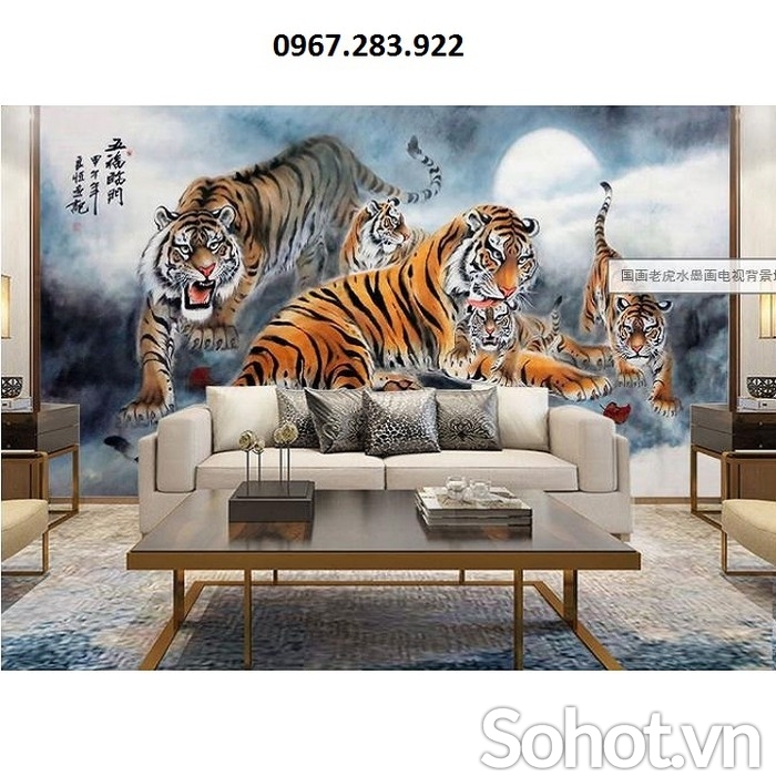 Gạch tranh hình con hổ dán tường