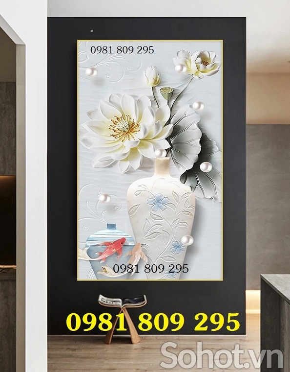 Tranh gạch men bình hoa