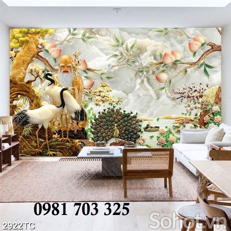 Tranh con hạc, gạch men 3D