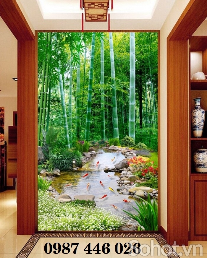 Gạch tranh hàng tre xanh HP7384