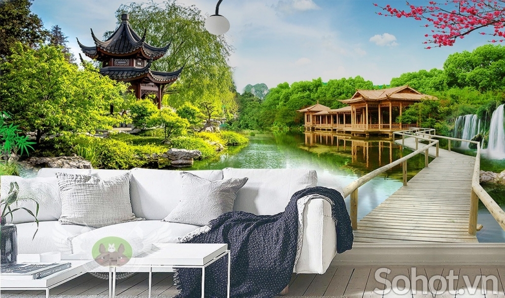 gạch tranh phong cảnh 3d - 68AQ