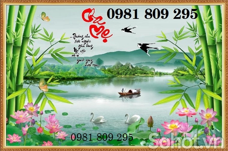 tranh gạch 3d hoa sen - tranh gạch men