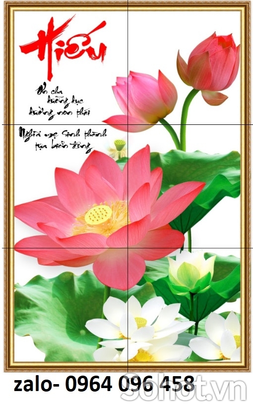Tranh gạch 3d hoa sen - gạch tranh 3d ốp tường - XC632