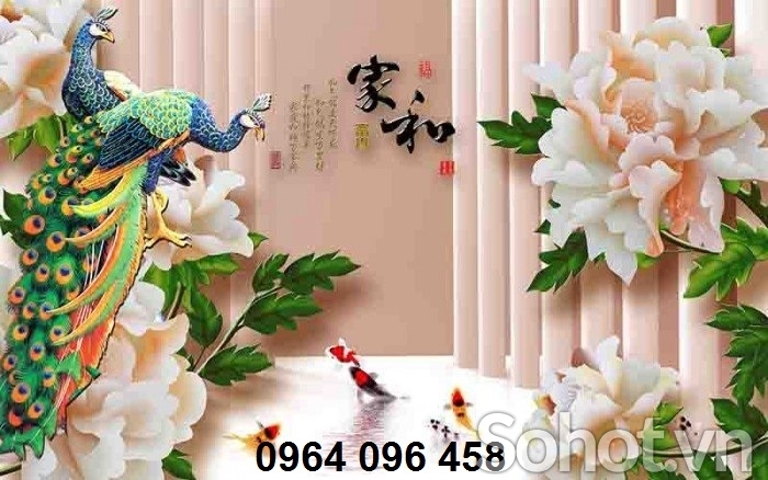 Tranh gạch 3d ốp tường tranh chim công - CXVV65