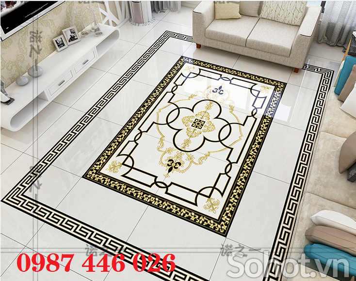 Thảm gạch khắc vàng cổ điển