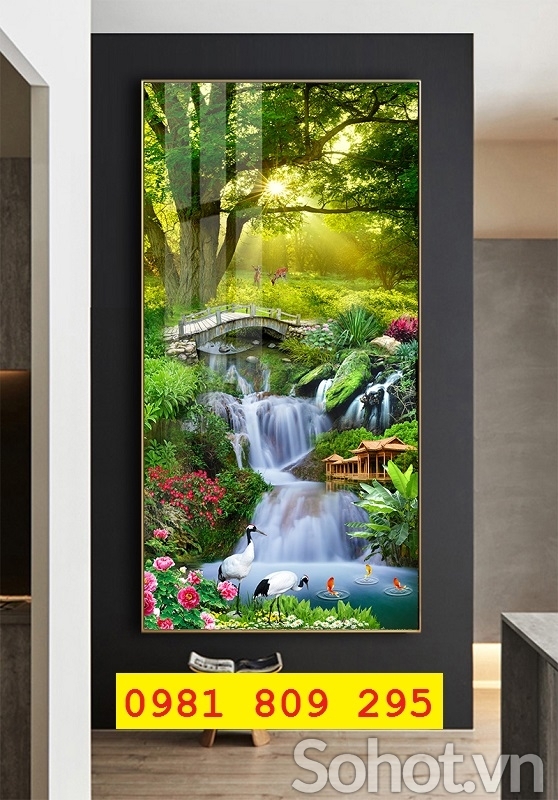 Gạch 3d phong cảnh , tranh gạch men khổ đứng