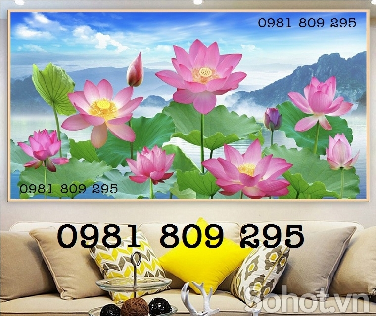 Tranh hoa sen , gạch ốp hoa sen