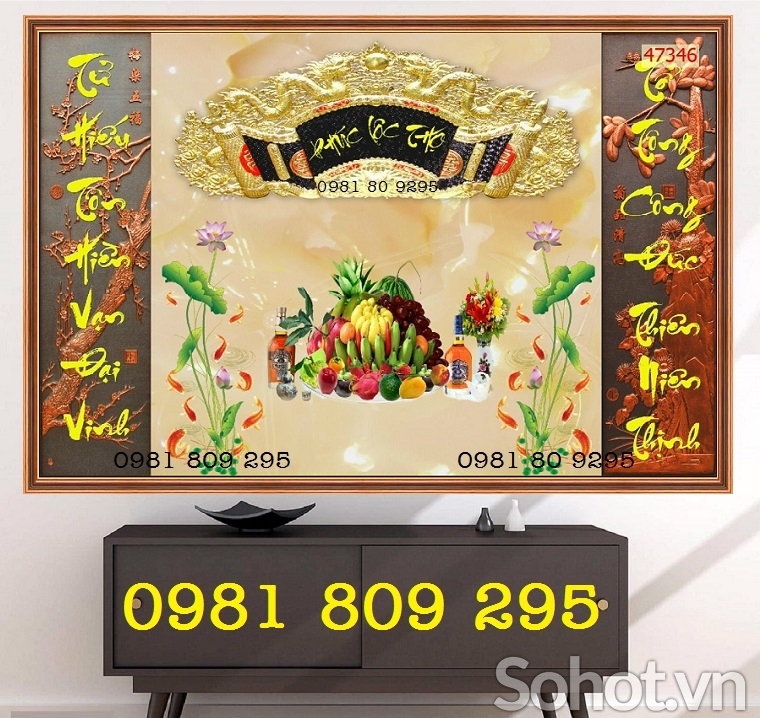 Gạch 3d câu đối phòng thờ