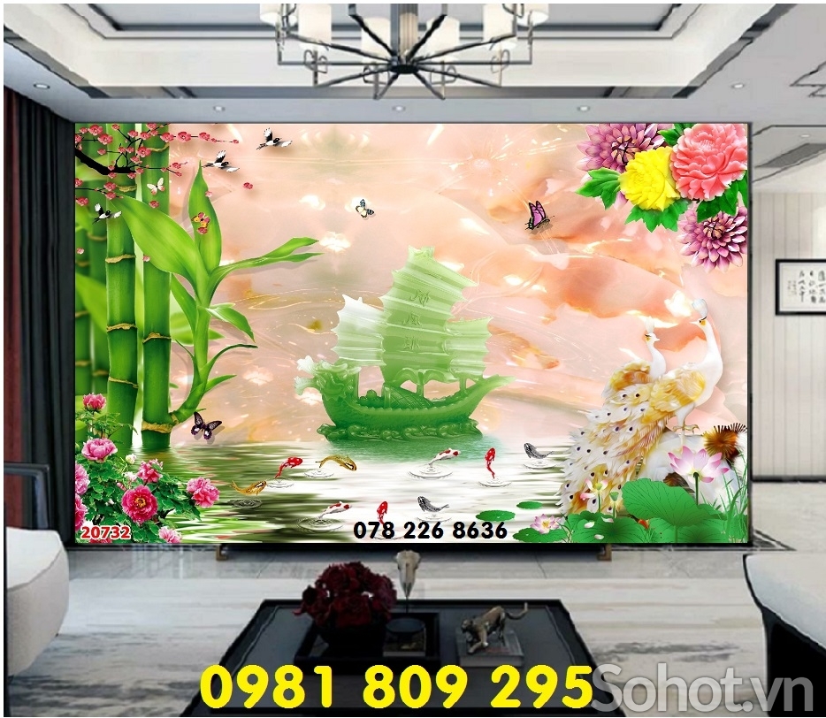 Gạch 3d hoa sen , tranh trang trí 3d