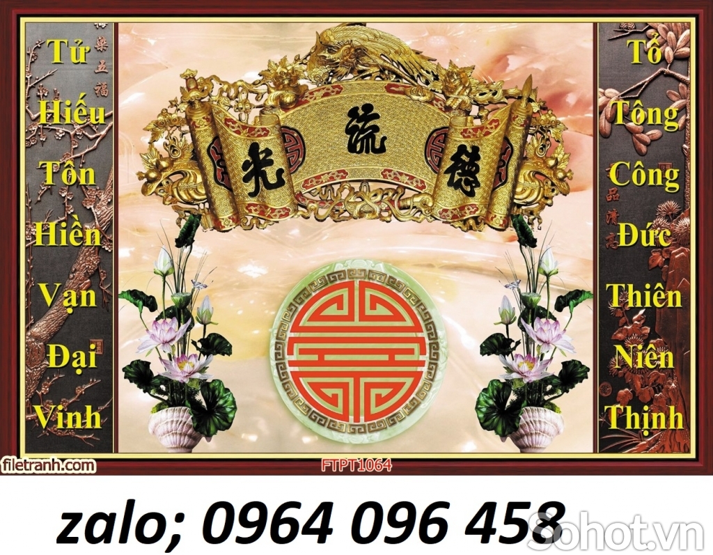 Tranh gạch 3d câu đối phòng thờ - CMM44
