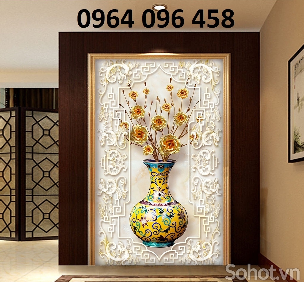 Tranh gạch 3d bình hoa - gạch tranh 3d - 765XN