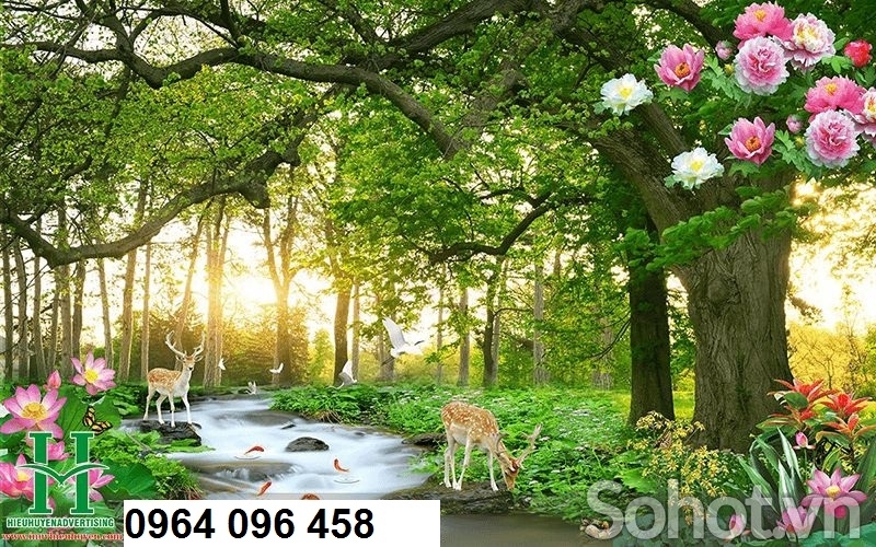 Tranh rừng cây - tranh gạch 3d rừng cây - CXX3