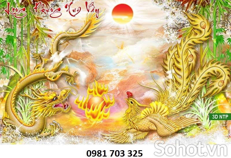 Tranh rồng phượng- gạch tranh ốp tường