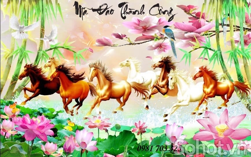 Gạch tranh 3D phong thủy- tranh ngựa