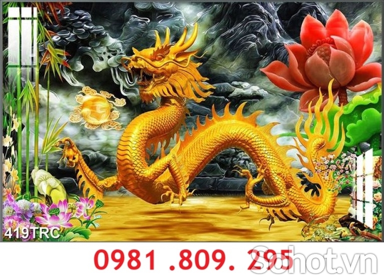 Tranh gạch long phụng , gạch 3d rồng ngang JSH939