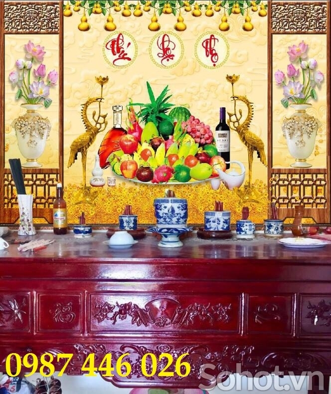 Tranh gạch men ban thờ, gạch ốp tường phòng thờ HP8332