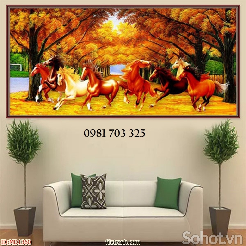 Tranh mã đáo thành công, tranh gạch men 3D phong thủy