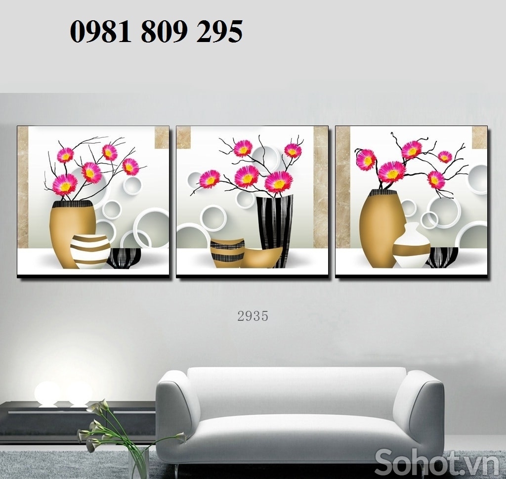 gạch tranh 3d bình hoa ốp phòng bếp