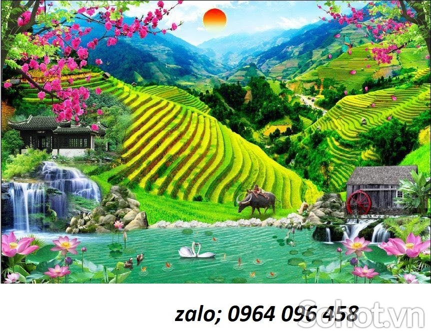 Tranh gạch 3d ốp tường phòng khách - 977C