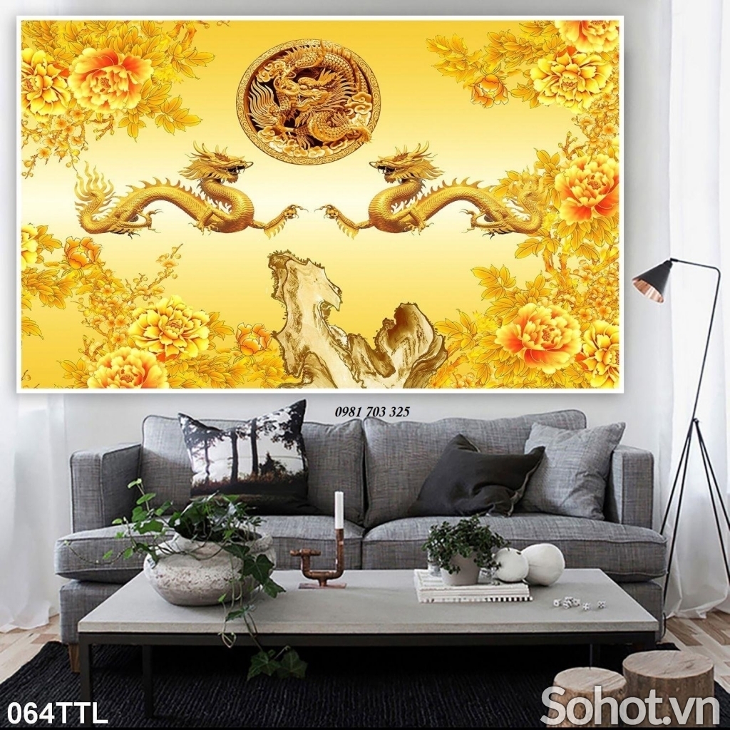 Tranh gạch rồng phượng 3d phong thủy - 2900CM