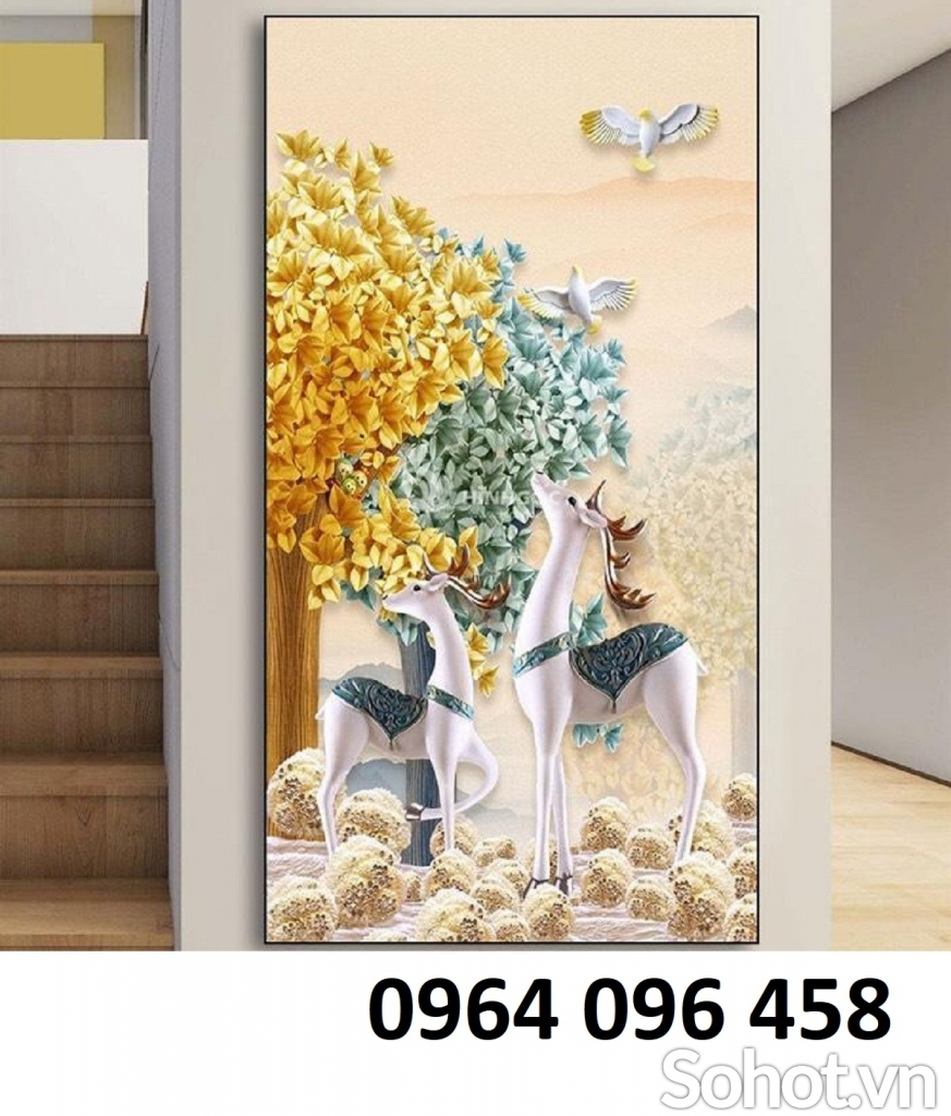 Tranh gạch 3d phong thủy phòng khách - 444XM