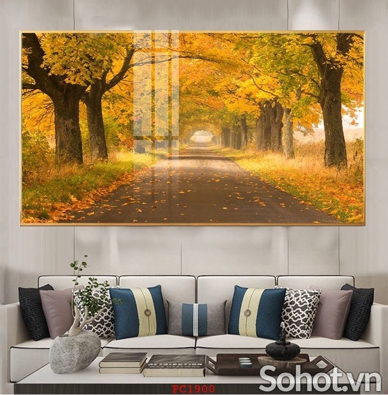 Tranh gạch 3d rừng cây lá vàng - XNV68