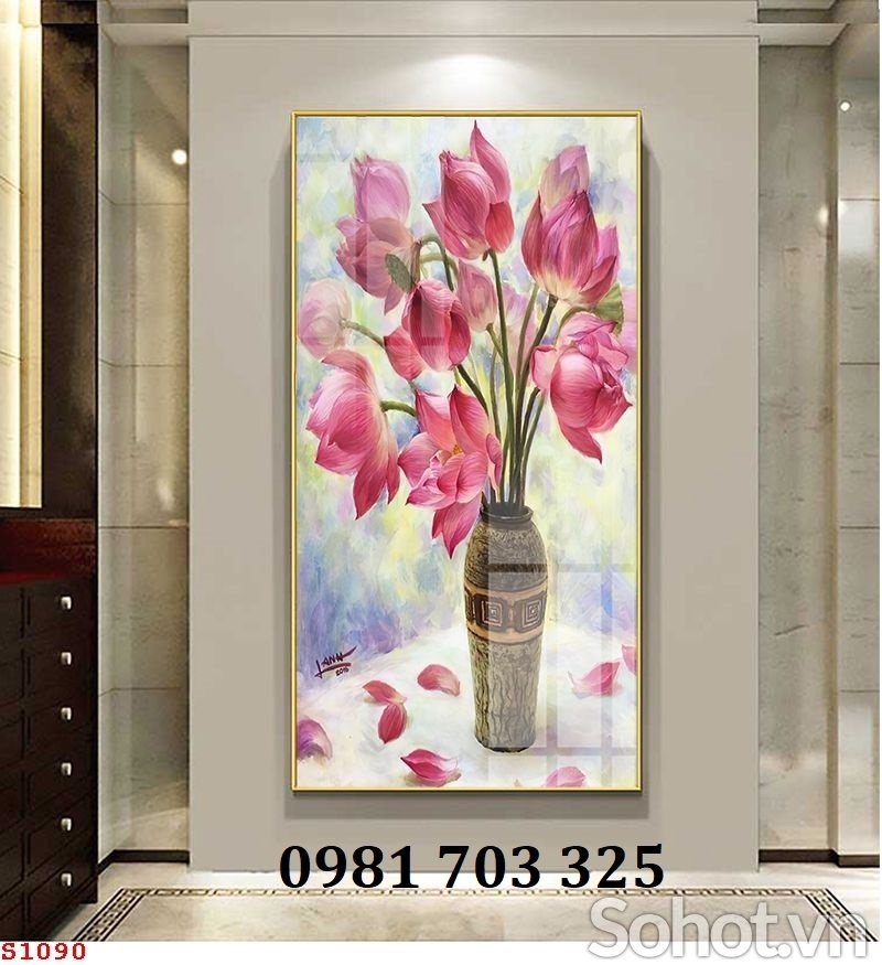 Tranh gạch 3d trang trí hoa sen