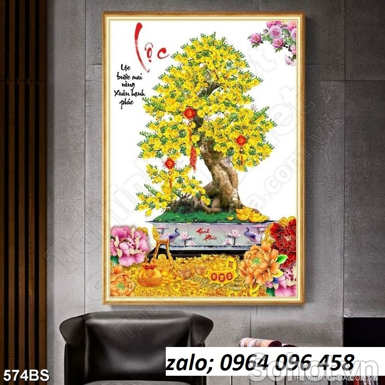 Tranh gạch 3d hoa mai vàng - 7999CBB
