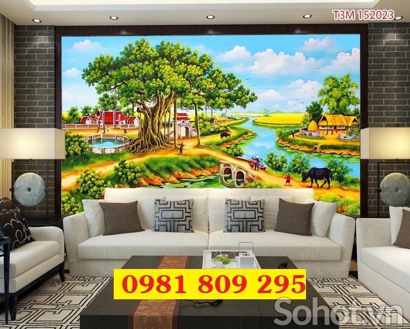 Tranh gạch men phong cảnh 3d đồng quê HP232