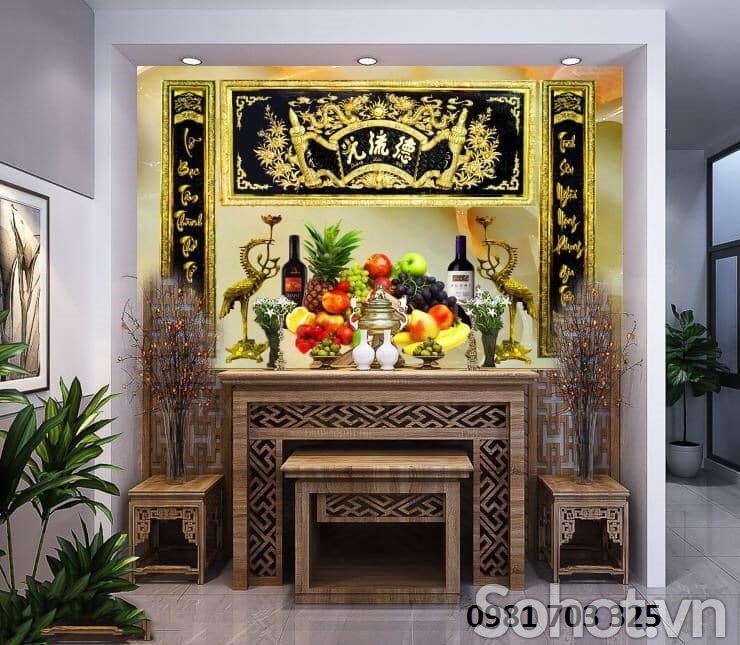 Gạch tranh dán tường ban thờ