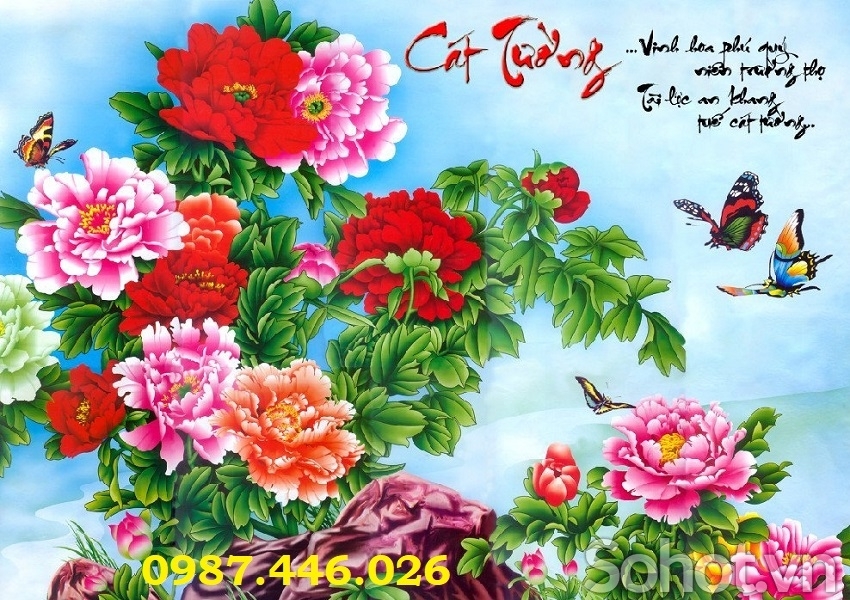 Gạch tranh hoa mẫu đơn 3d HP9822