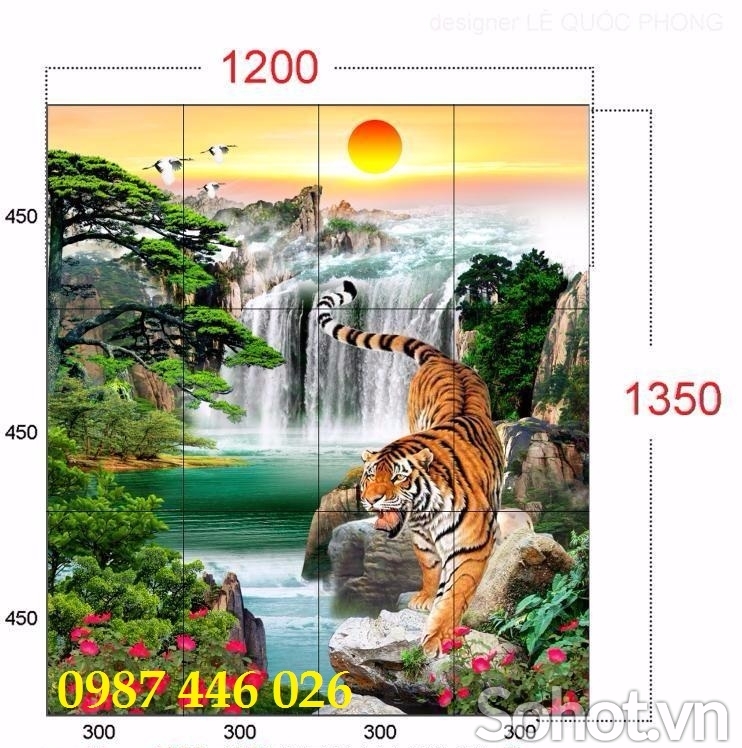 Tranh hổ, gạch ốp tường tranh 3d