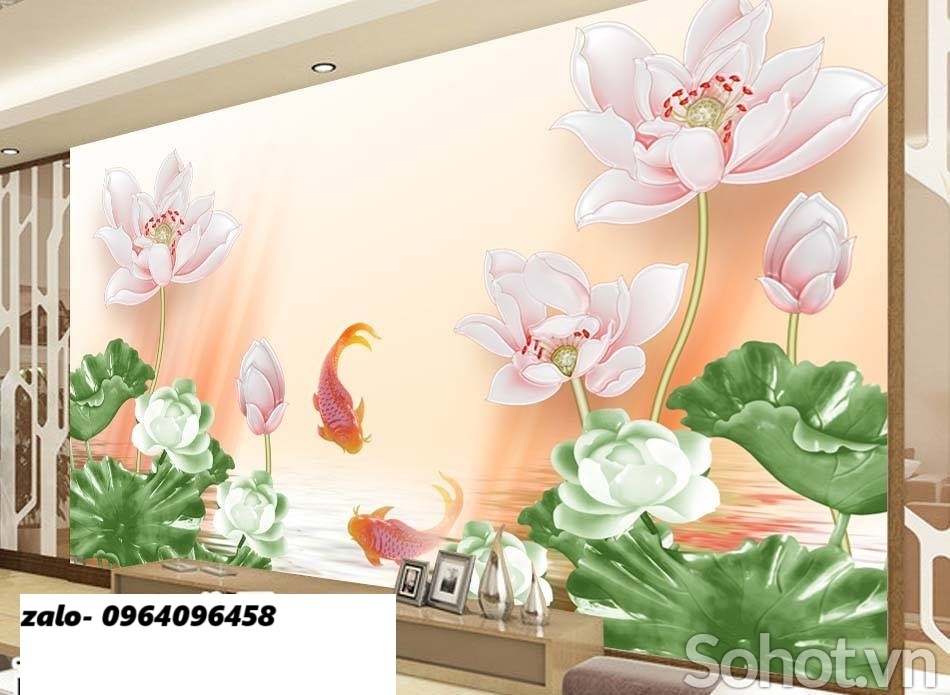 Tranh gạch hoa sen 3d - 644cn
