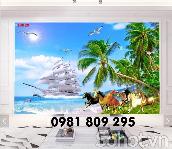 tranh thuyền ốp tường - gạch tranh 3d