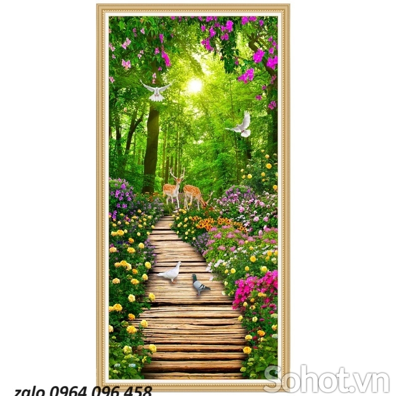 Tranh gạch 3d phong cảnh ốp tường khổ đứng - XC642
